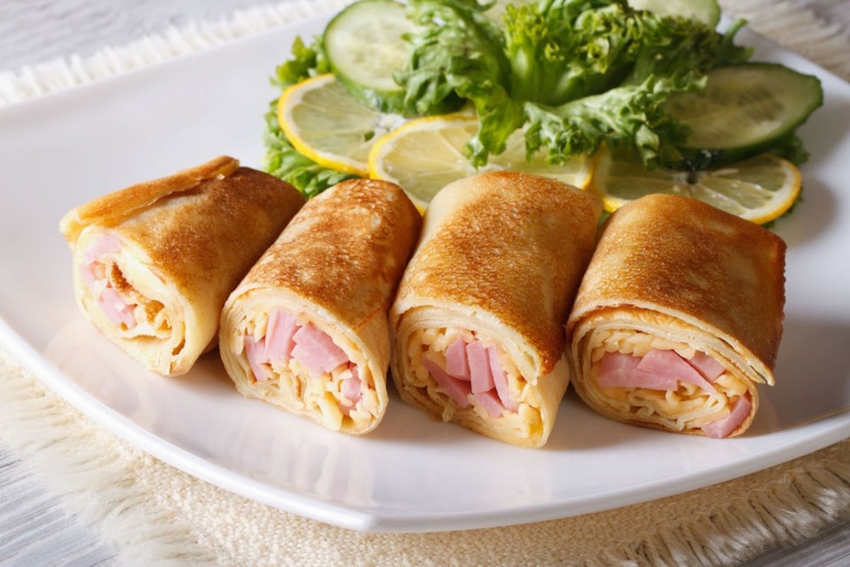 блины с ветчиной и сыром